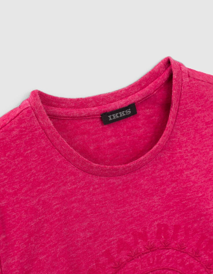 Girls&rsquo; fuchsia T-shirt with rosette and bow-5