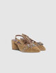 Camel suede slingback pumps Women-4