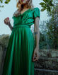 Women&rsquo;s green pleated long dress-9