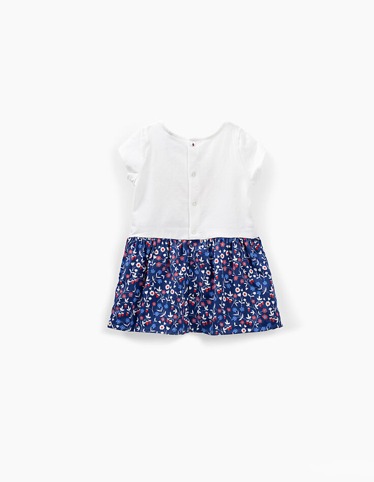 Robe bi matière blanc et navy imprimé bébé fille-4 Robe bi matière blanc et navy imprimé bébé fille-4