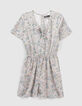 Girls' ecru flowery print LENZING™ ECOVERO™ playsuit-1