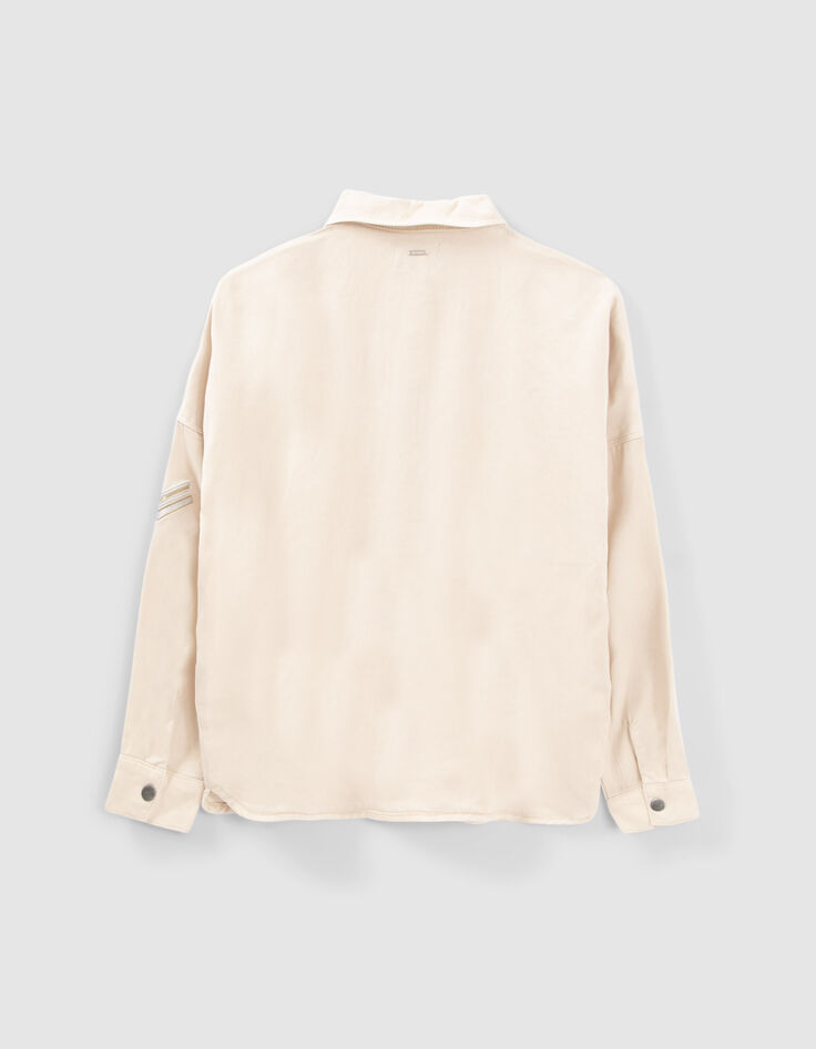 Ecru hemdblouse Lyocell® met ritszakken meisjes-3 Ecru hemdblouse Lyocell® met ritszakken meisjes-3