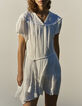 Women’s white embroidered collar dotted Swiss crepe dress-7