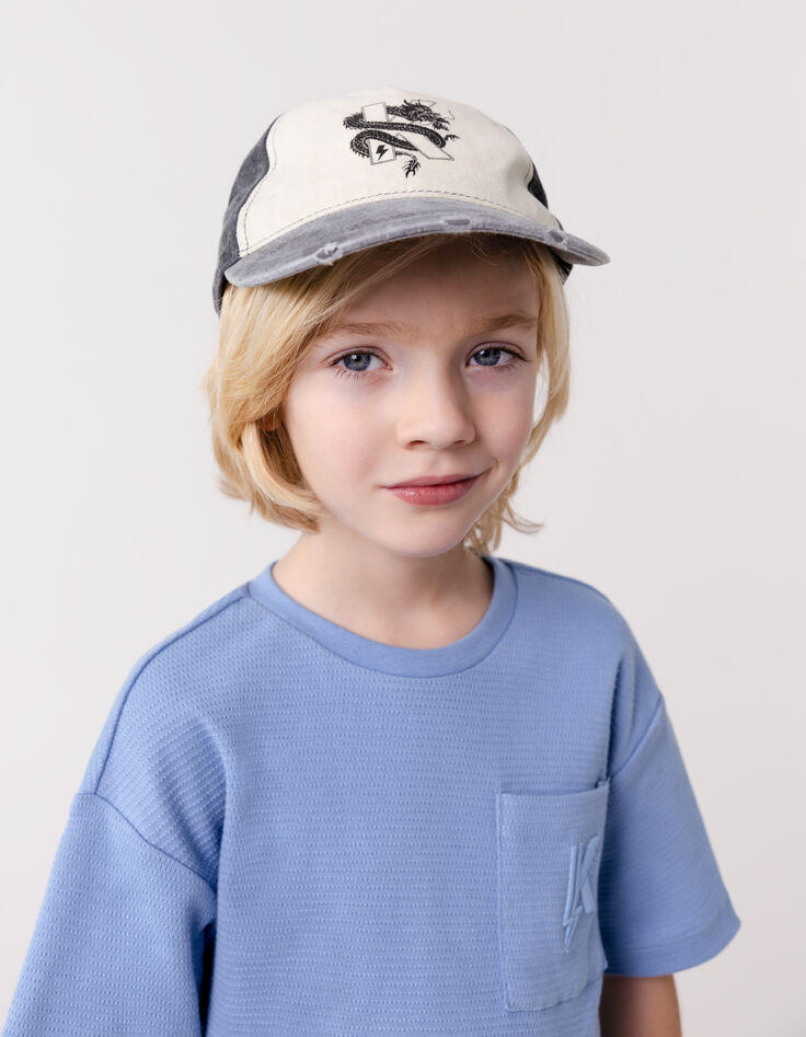 Zwarte en beige pet grijze klep jongens-1