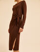 Robe tube longue marron &agrave; nouer c&ocirc;t&eacute; I.Code-3