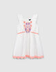 Robe blanc cassé broderies ethniques fluo fille-1