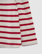 Girls’ ecru mini me T-shirt with red stripes-4