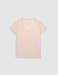 Camiseta manga corta rosa irisado loose mujer-5