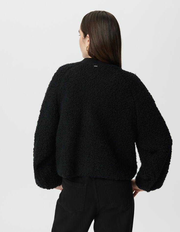 Cárdigan negro punto rizo mujer-4 Cárdigan negro punto rizo mujer-4