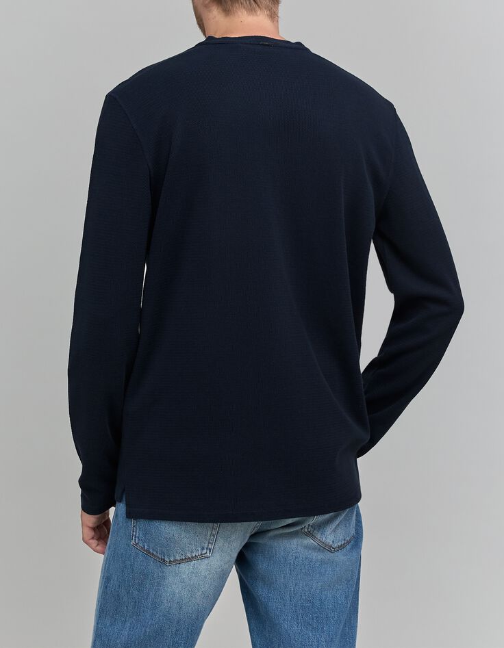 Men's navy embossed mesh T-shirt-3