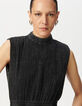 Robe sans manches grise gaze de coton encolure V dos Femme-5
