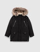 Schwarzer 2-in-1-M&auml;dchenparka mit Steppweste mit Sternen-6