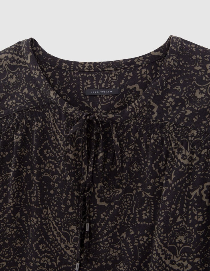 Women’s khaki LENZING™ ECOVERO™ floral paisley blouse-4 Women’s khaki LENZING™ ECOVERO™ floral paisley blouse-4