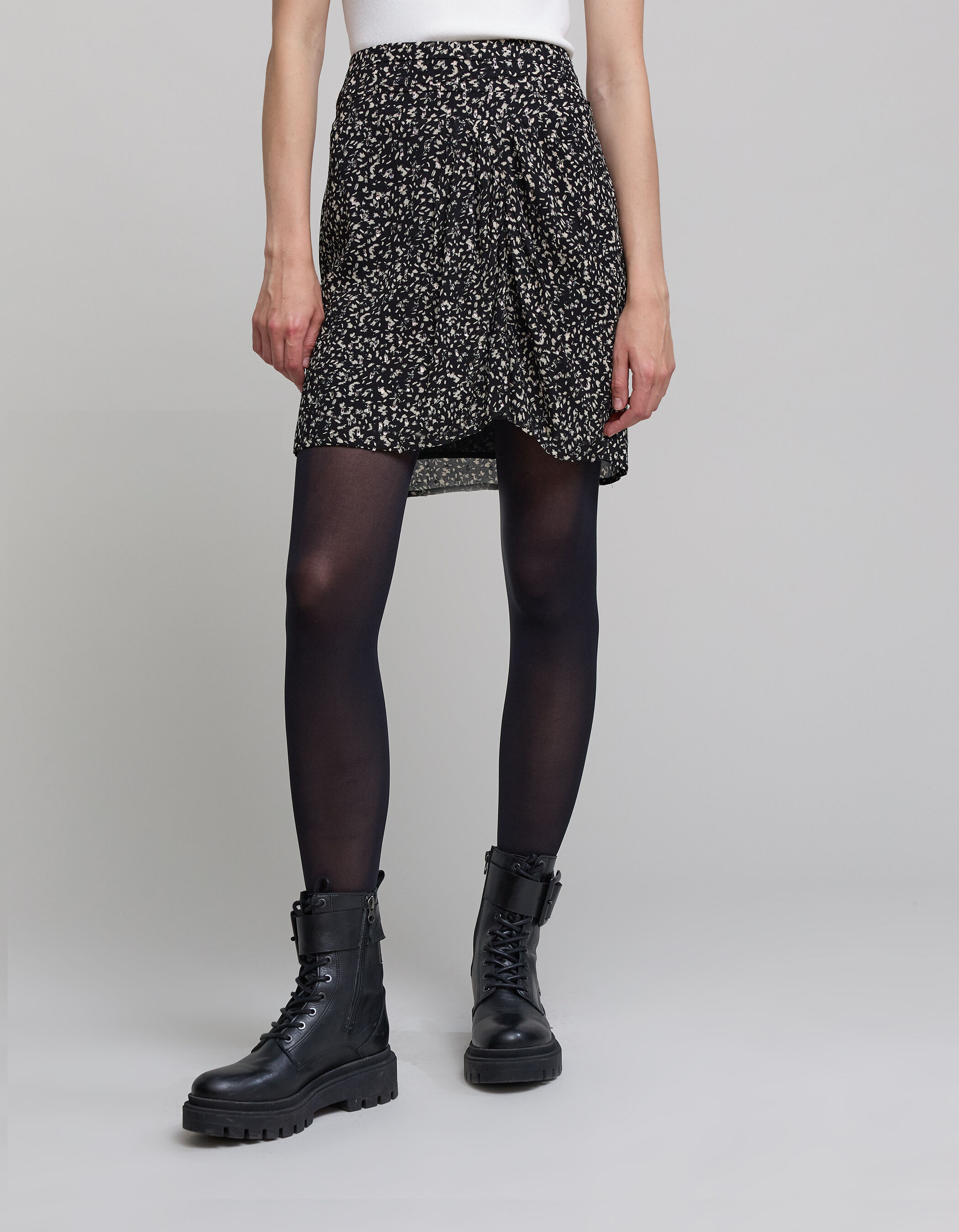Jupe noire imprime tachiste rock Femme IKKS