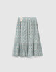 Jupe longue aqua imprimé fleurs fille-3