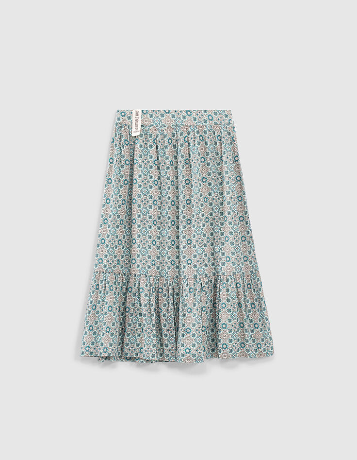 Jupe longue aqua imprimé fleurs fille-3