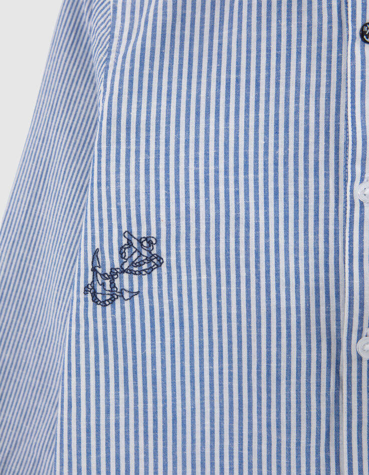 Camisa azul rayas blancas y bordados niño-6