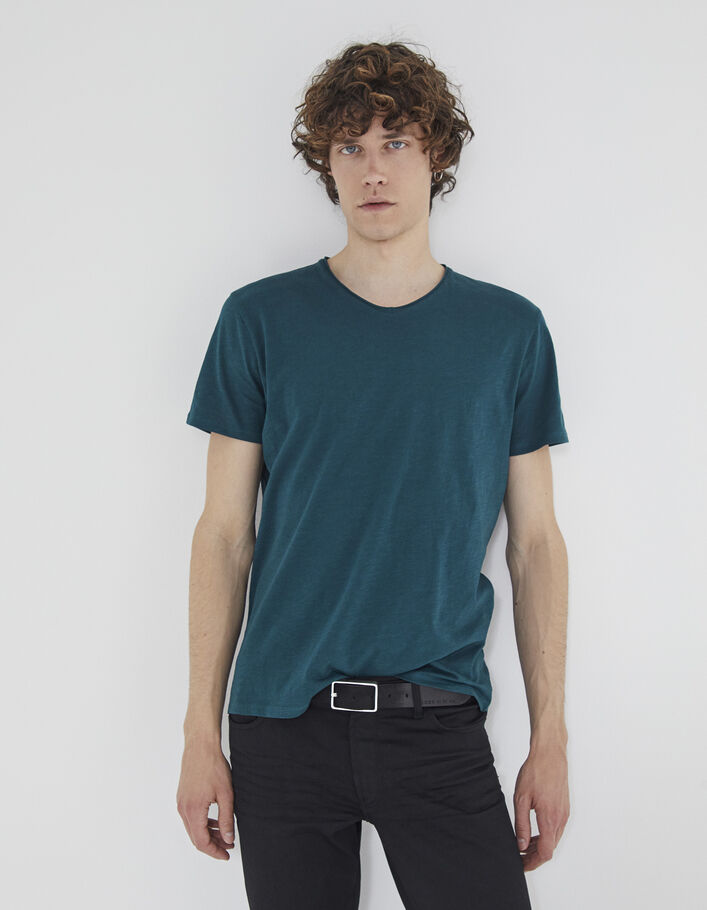 Dark Blue Herren-T-Shirt Essentiel mit V-Ausschnitt - IKKS