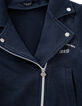 Veste navy esprit motard en molleton fille-3