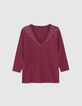 Women’s burgundy organic cotton long sleeve T-shirt-1