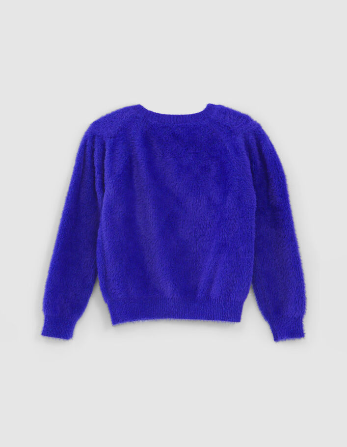 Blauwe zachte gebreide trui, glitters borduursels meisjes-4