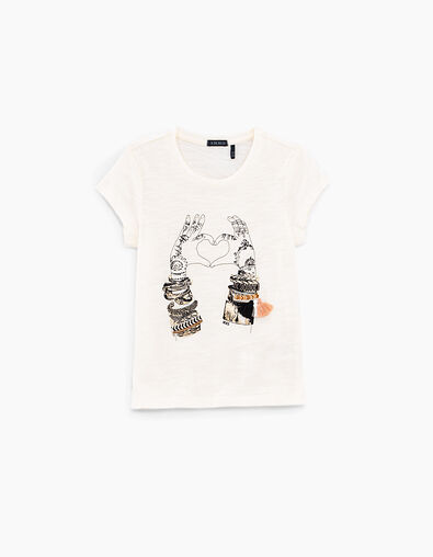 Camiseta cruda visual manos-corazón niña - IKKS