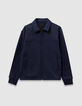 Boys’ navy zipped cardigan with shirt collar-2