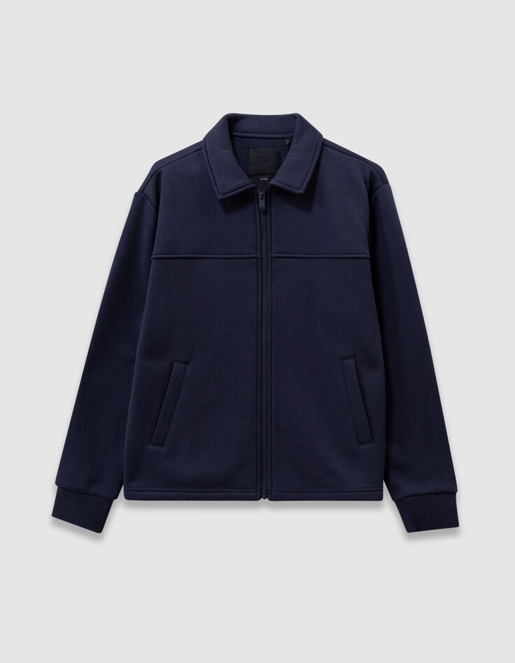 Boys’ navy zipped cardigan with shirt collar-2