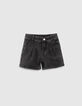 Short en jean noir délavé fille-1