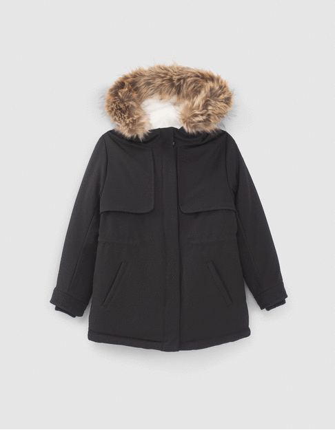 Girls’ 2-in-1 black glittery parka and quilted jacket - IKKS