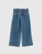 Medium Blue Wide-Leg-M&auml;dchenjeans mit hohem Bund-1
