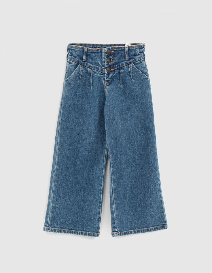 Medium Blue Wide-Leg-M&auml;dchenjeans mit hohem Bund-1