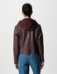 Chaqueta cuero burdeos motera capucha extraíble mujer-3