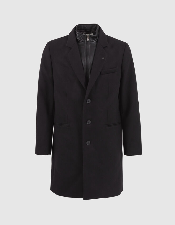 Men&rsquo;s black coat with leather facing-5