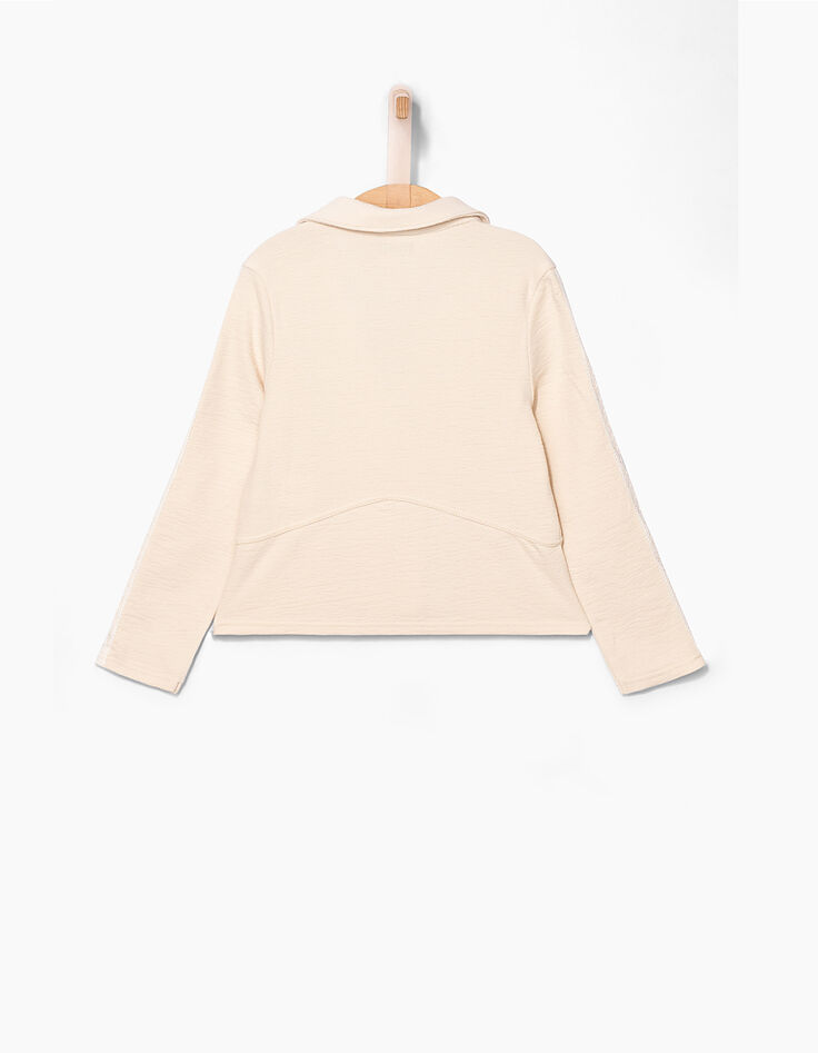 Girls' light beige biker-style cardigan-4