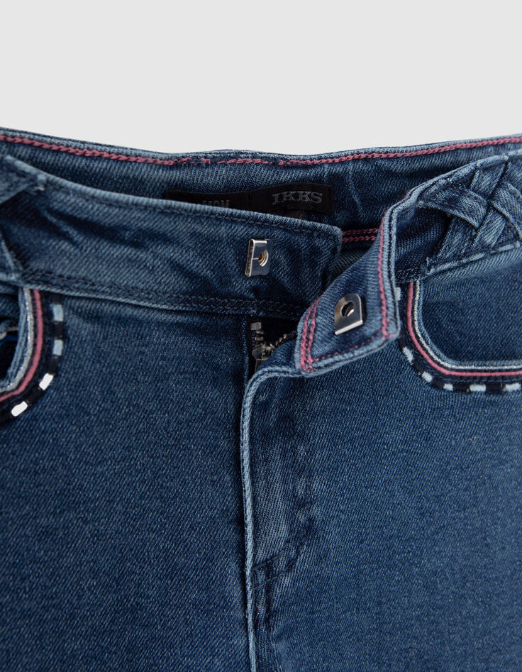 Girls' blue Waterless mom jeans, Ateba bracelet embroidery-5