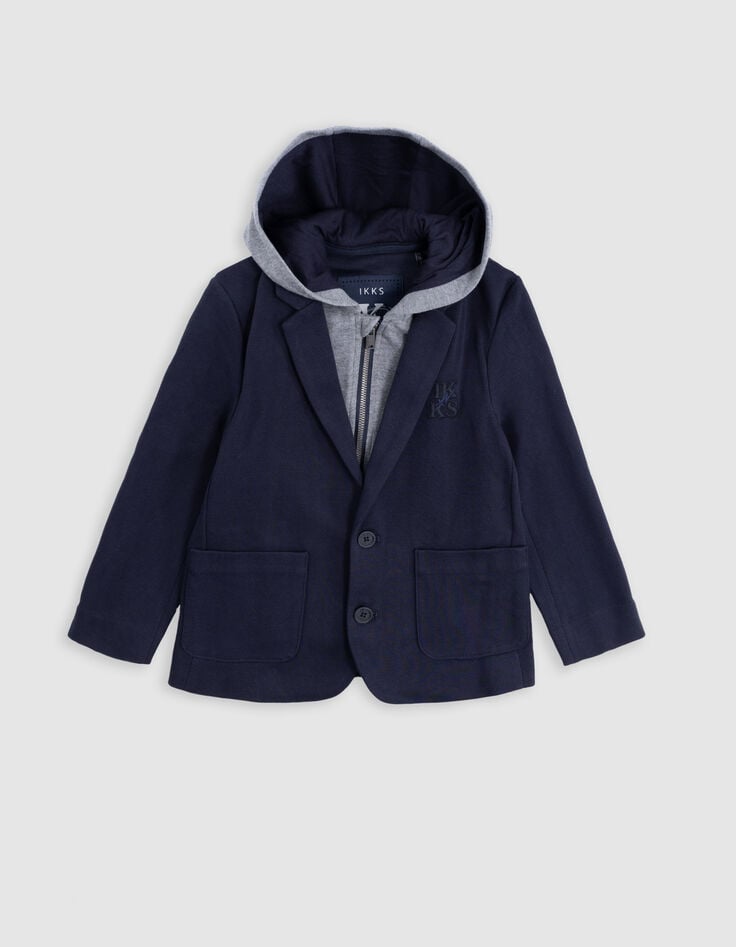 Boys' navy suit jacket with removable piping-1