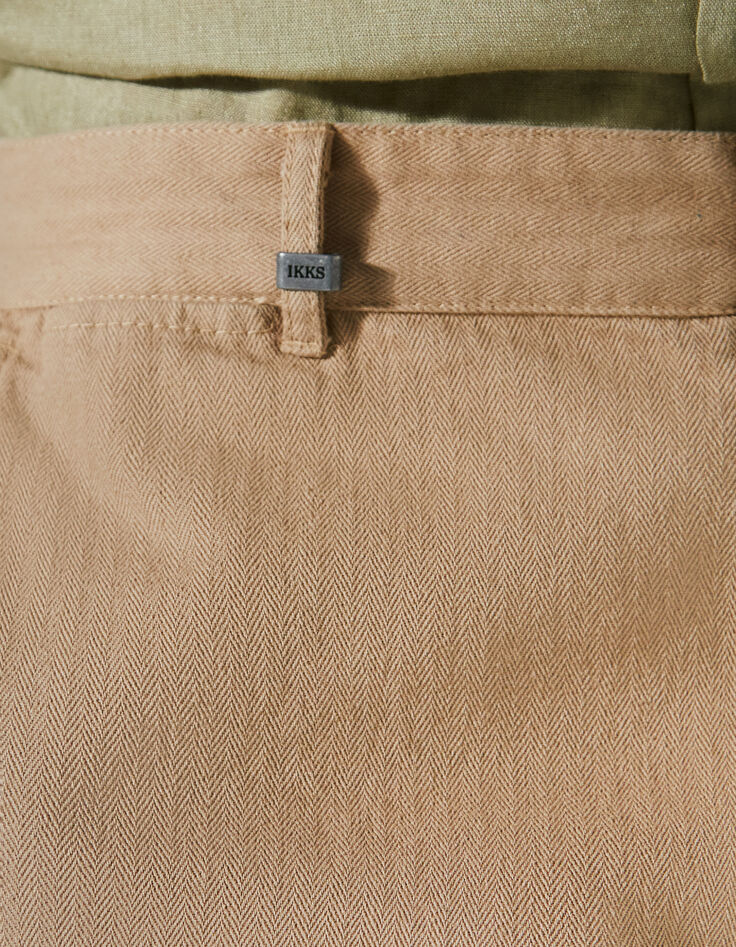 Beige SLIM chinobroek visgraten heren-4