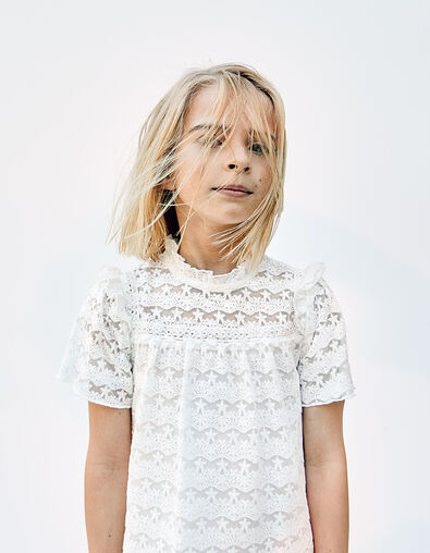 Ivoor blouse in kant sterren meisjes   - IKKS