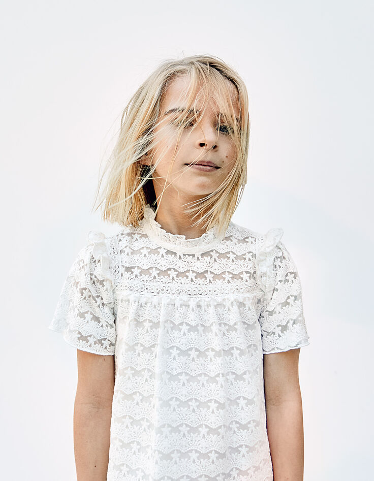 Ivoor blouse in kant sterren meisjes  -1