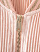 Cardigan rose poudré forme bomber en velours plissé fille-5