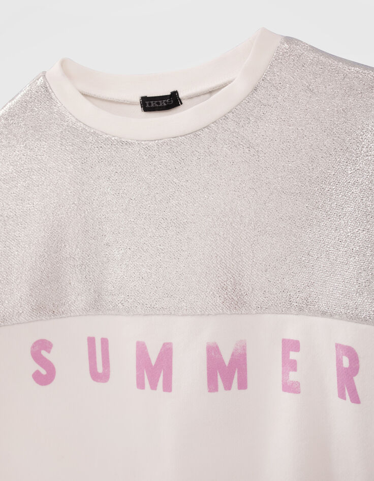 Sweater gebroken wit, zilver en lichtpaars tekst meisjes-3