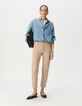 Rechte jeans met hoge taille in beige-1