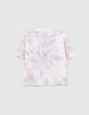 T-shirt blanc cassé bio tie and dye à maxi typo fille-3