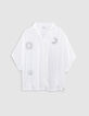 Chemise blanche froissée dessins cloutés Femme-6