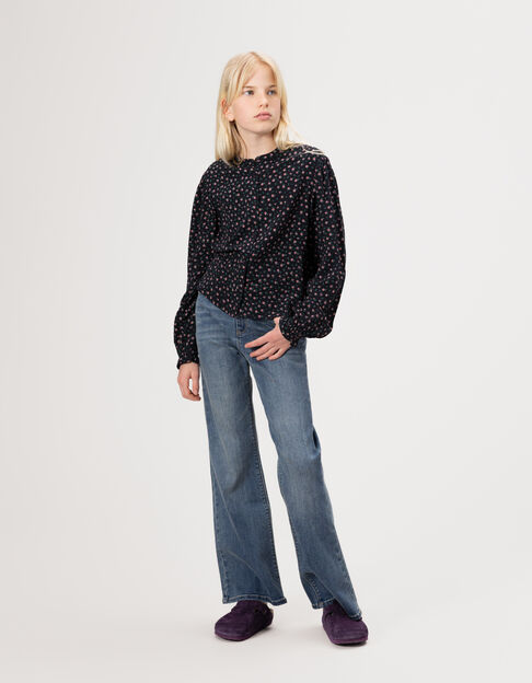 Zwarte blouse print miniroosjes meisjes - IKKS