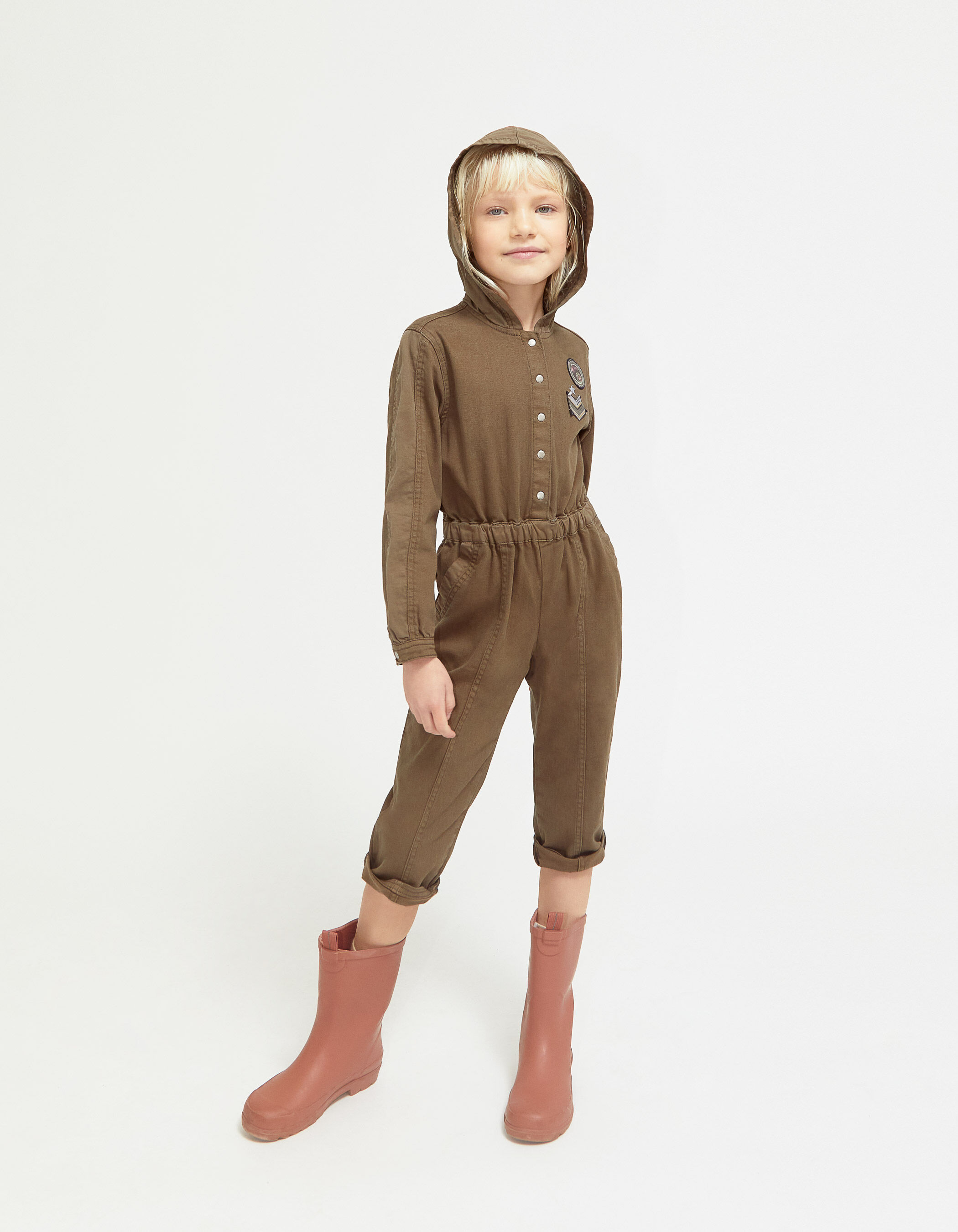 Girls khaki jumpsuit clearance