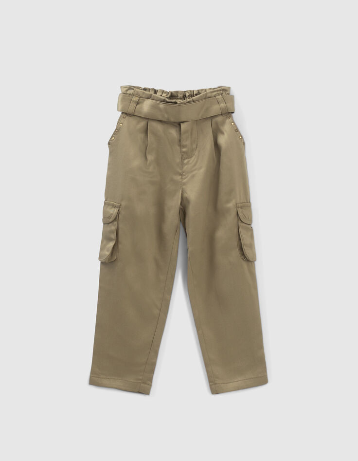 Kaki battlebroek in Lenzing™ Tencel Lyocell™meisjes-1