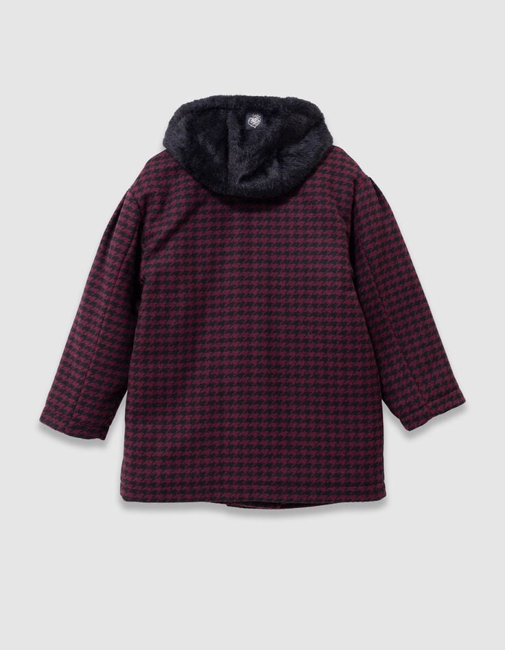 Girls’ black check coat with hooded facing-4 Girls’ black check coat with hooded facing-4