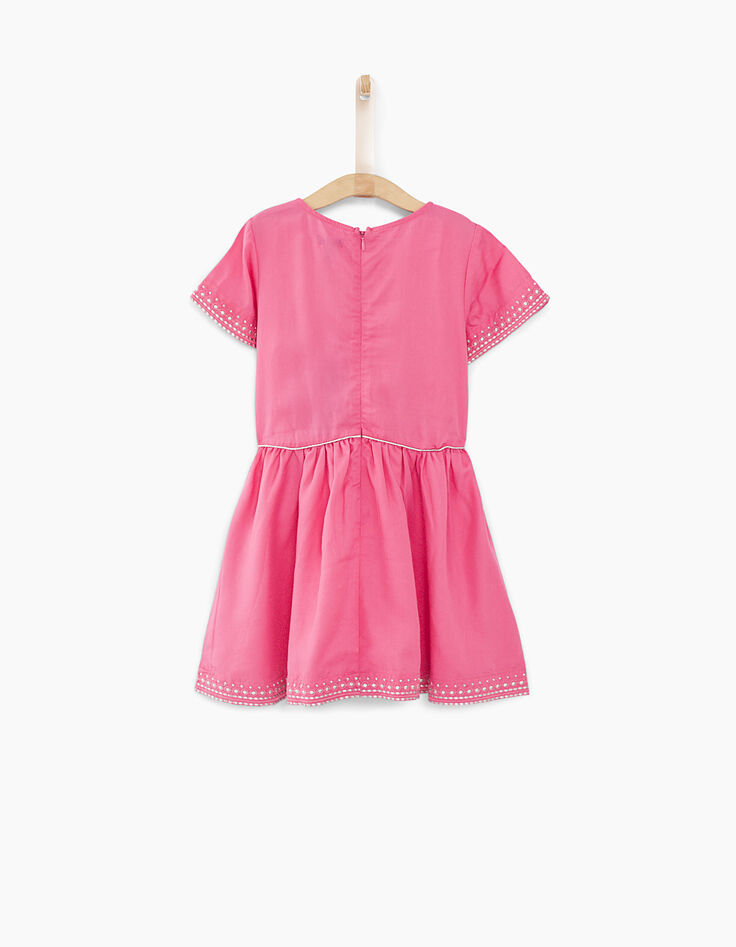 Vestido rosa medio bordado plateado niña-3 Vestido rosa medio bordado plateado niña-3